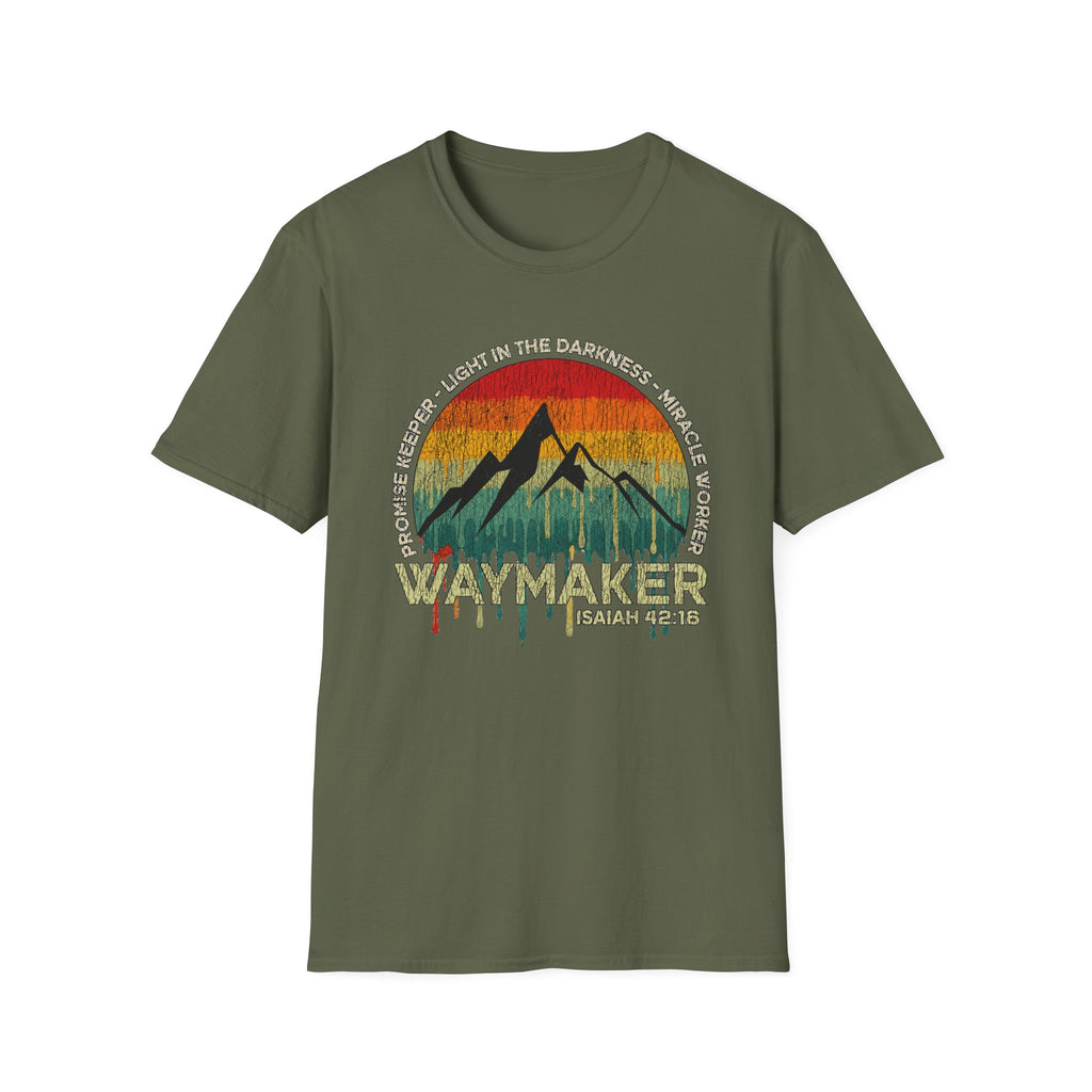 Waymaker Mountain T-Shirt — “Promise Keeper, Light in the Darkness” Christian Graphic Tee
