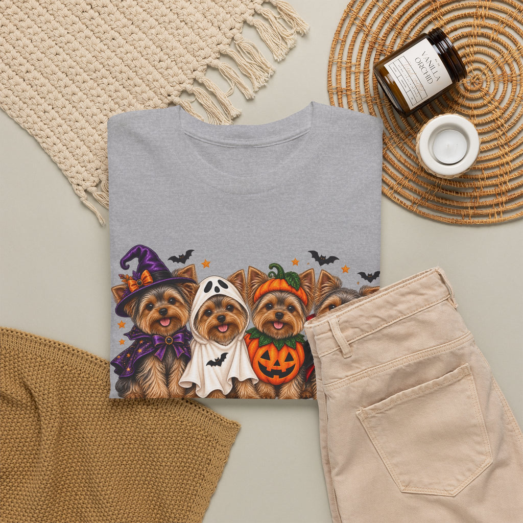 Halloween Yorkie T-Shirt — Cute Yorkies in Costumes (Pumpkin, Ghost, Witch, Vampire)