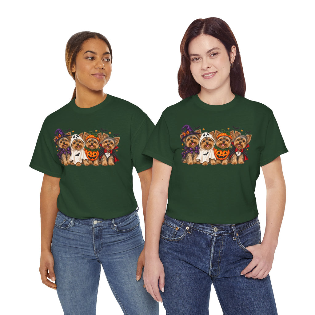 Halloween Yorkie T-Shirt — Cute Yorkies in Costumes (Pumpkin, Ghost, Witch, Vampire)