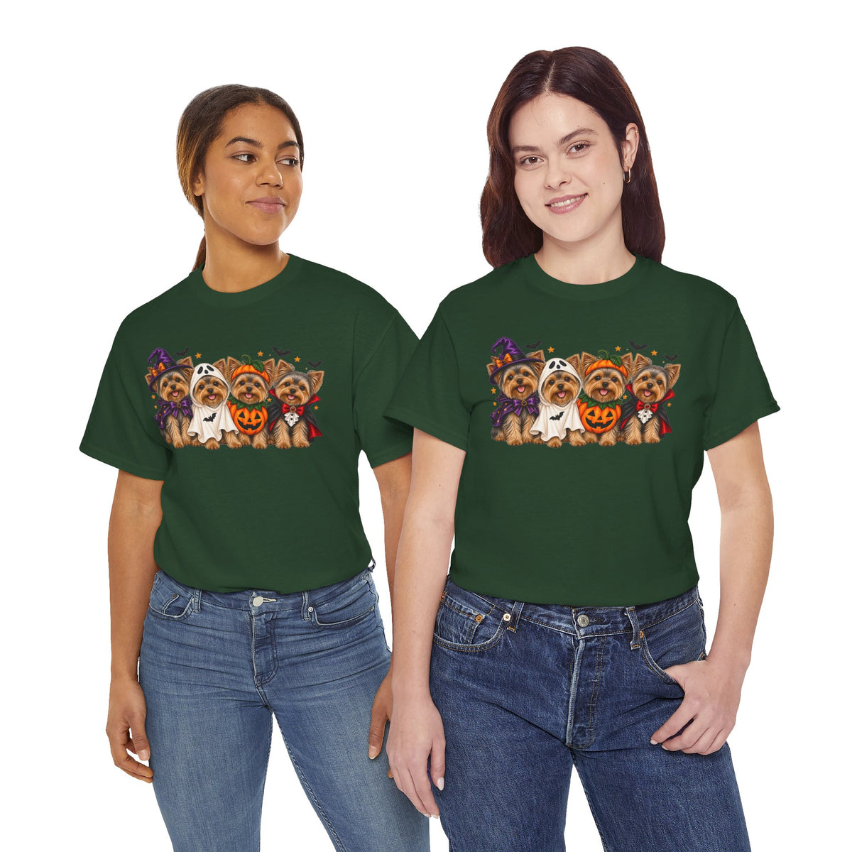 Halloween Yorkie T-Shirt — Cute Yorkies in Costumes (Pumpkin, Ghost, Witch, Vampire)