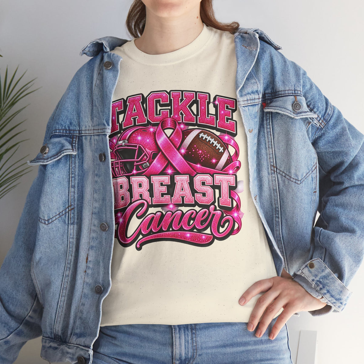 T-Shirt — "Tackle Breast Cancer" Pink Football Awareness Tee