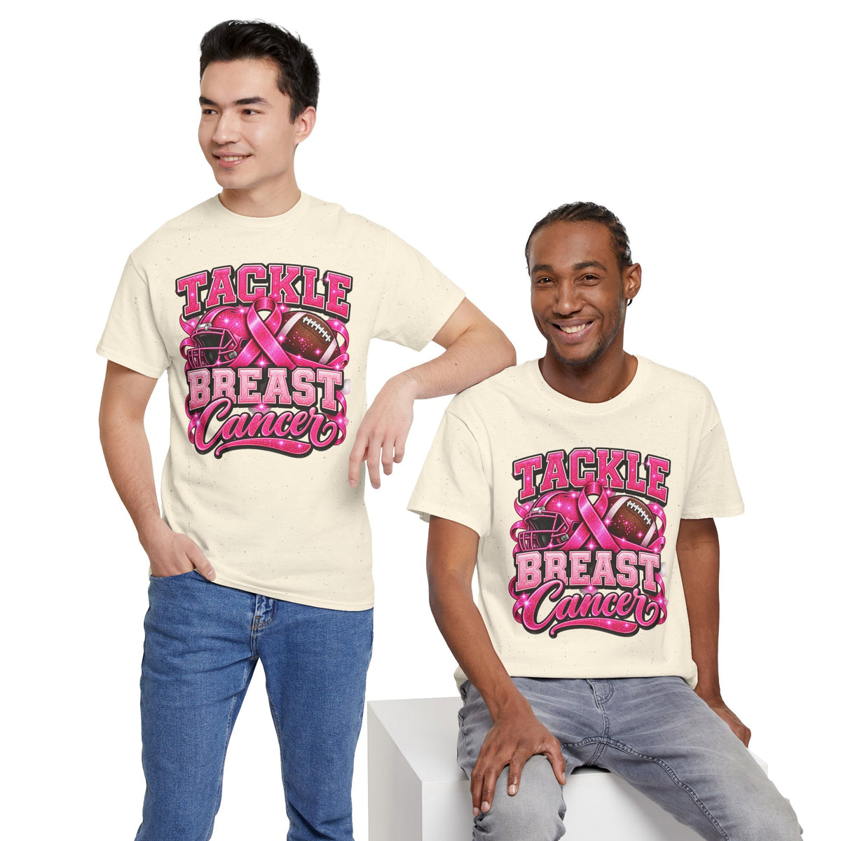 T-Shirt — "Tackle Breast Cancer" Pink Football Awareness Tee