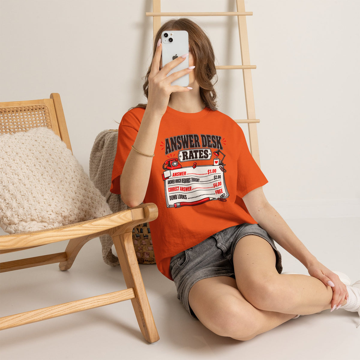 Answer Desk Rates T-Shirt — Funny Help Desk IT Support Tee ("Answer 1.00, Correct Answer 4.00")