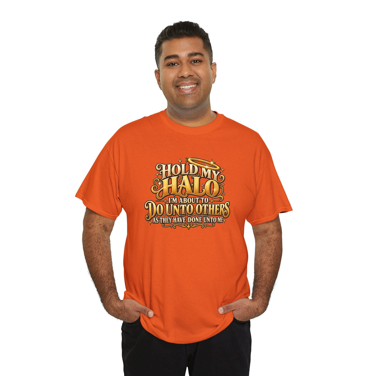 T-Shirt — "Hold My Halo I'm About To Do Unto Others" Vintage Faith Graphic Tee