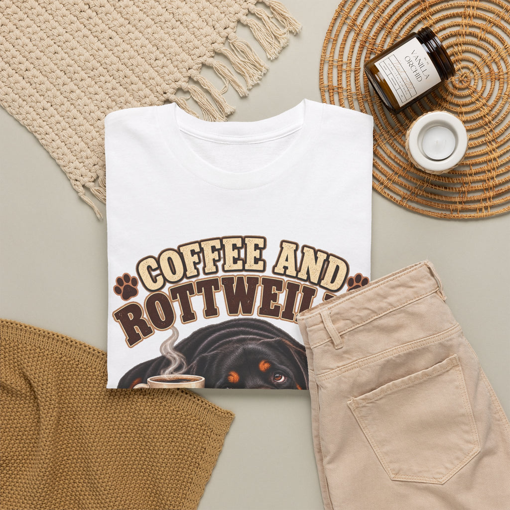 Coffee and Rottweiler Tee — "Coffee and Rottweiler Make Me Happy" Dog Lover Shirt