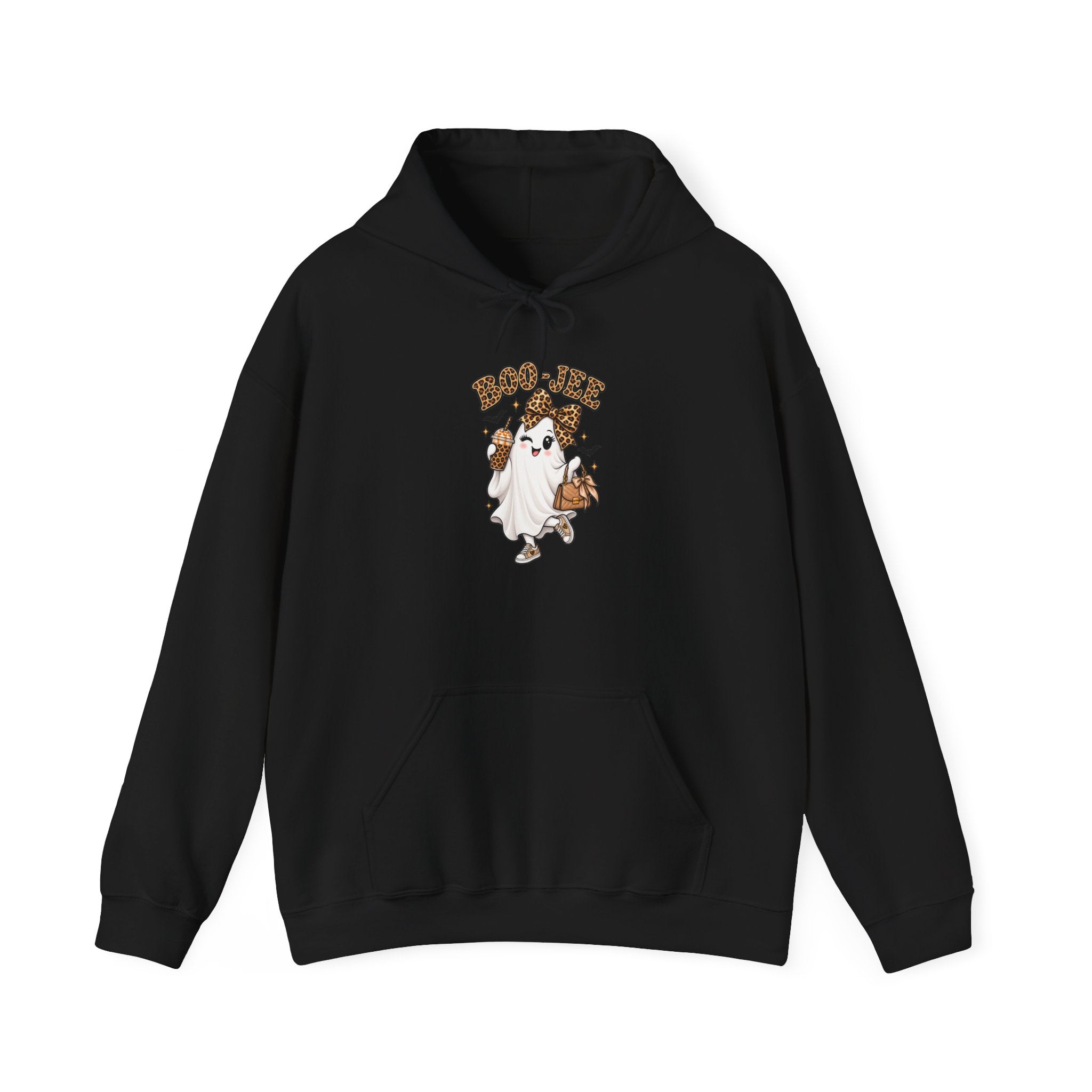 Halloween Ghost Hoodie – Cute Leopard Bow Pumpkin Sweatshirt | Spooky Gift for Women