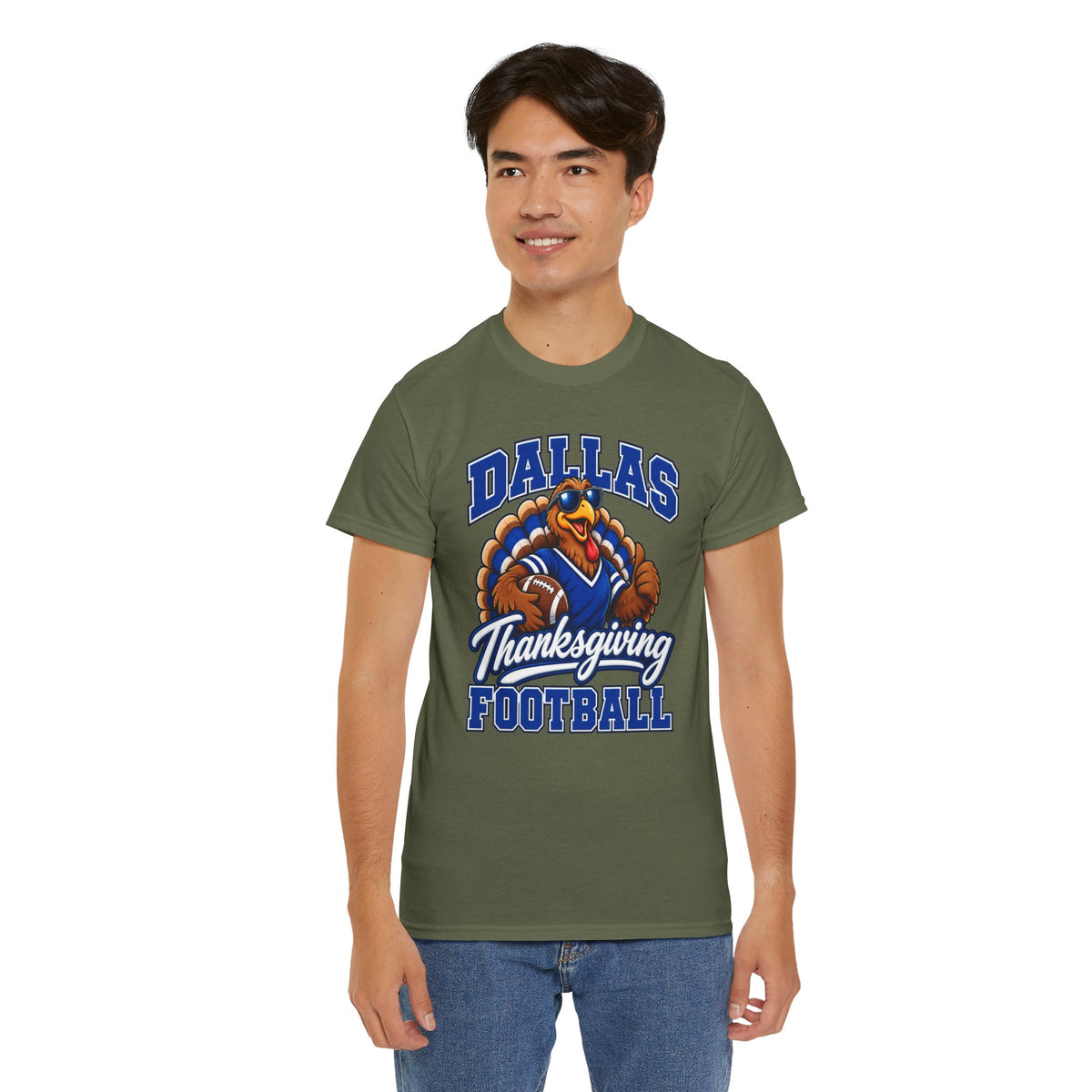 Dallas Thanksgiving Football T-Shirt — Turkey Mascot Game Day Tee
