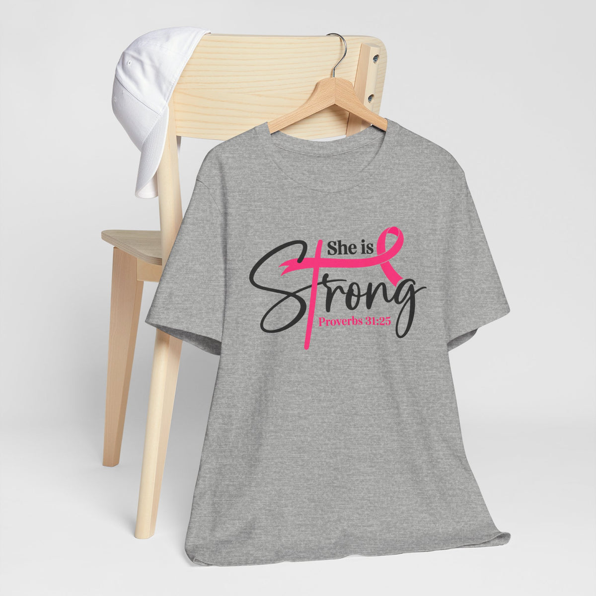 She Is Strong Breast Cancer Awareness Tee — "She is Strong" Proverbs 31:25