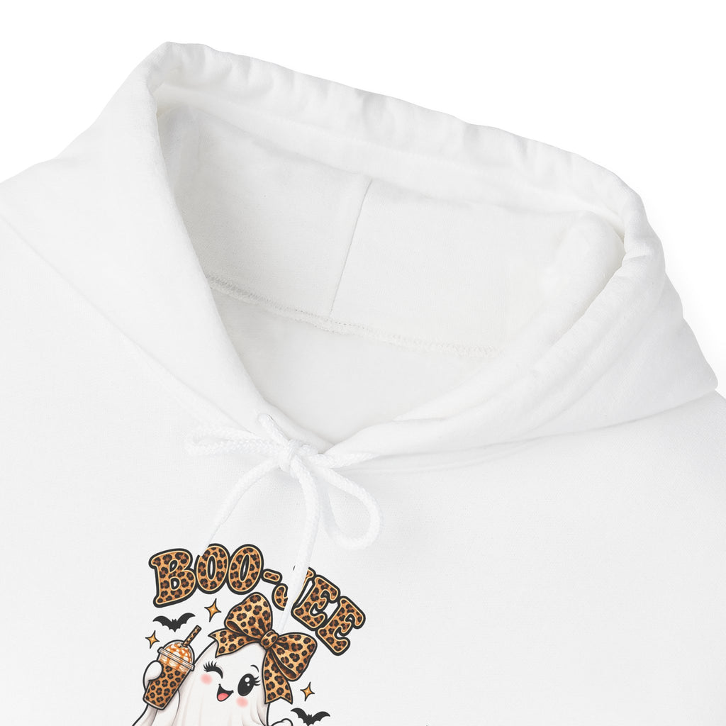 Leopard Bow Ghost Hoodie — Cute Halloween Pumpkin Sweatshirt