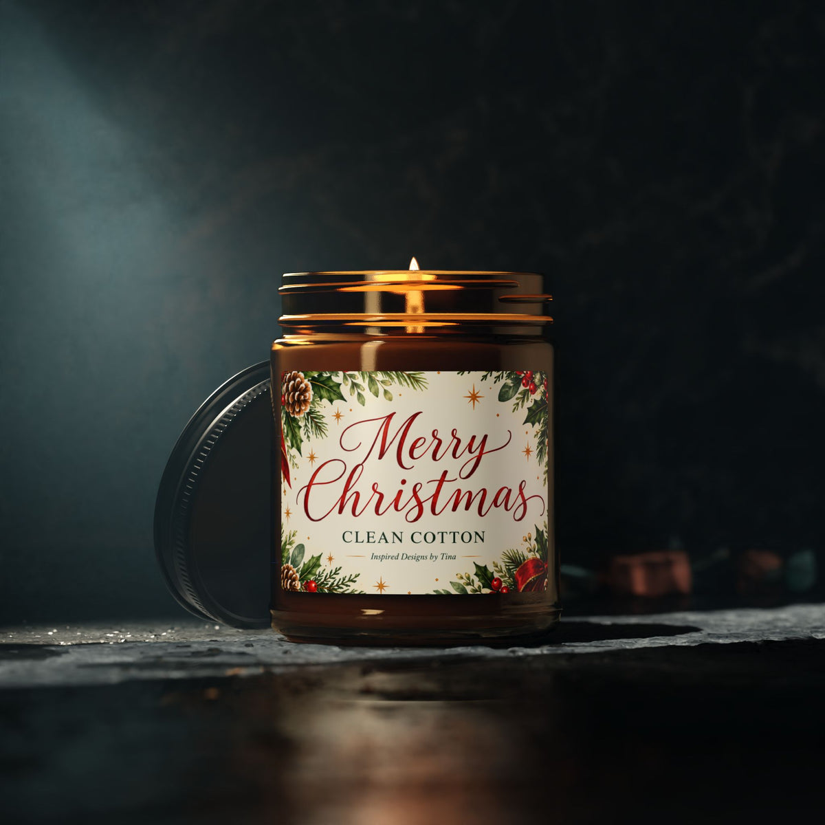 Merry Christmas Clean Cotton Scented Soy Candle