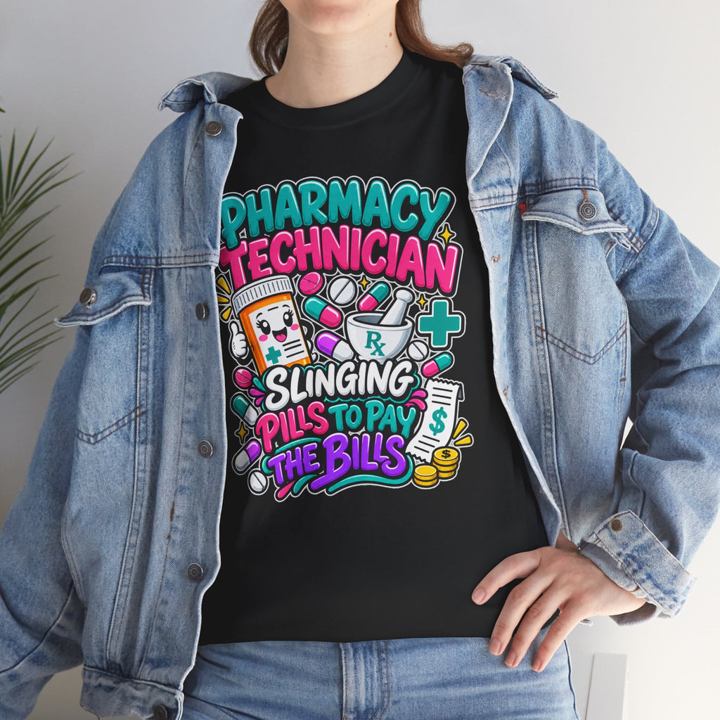 Pharmacy Technician T‑Shirt — "Slinging Pills to Pay the Bills" Graphic Tee