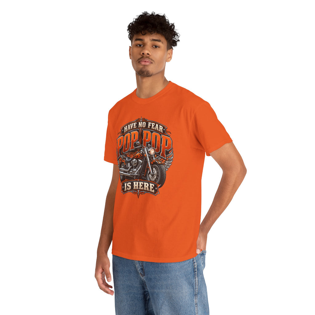 Pop Pop Is Here Motorcycle Dad T-Shirt
