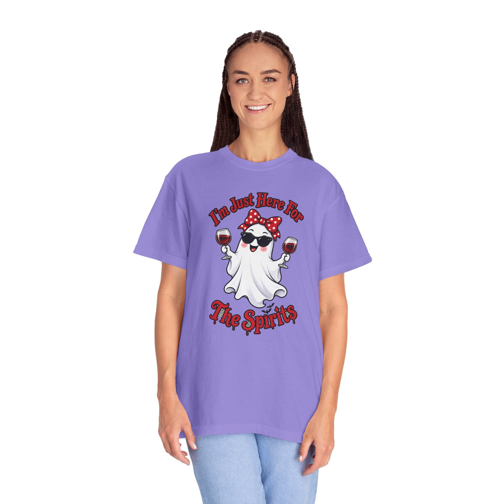 Wine Ghost T-Shirt — "I'm Just Here For The Spirits" Halloween Tee