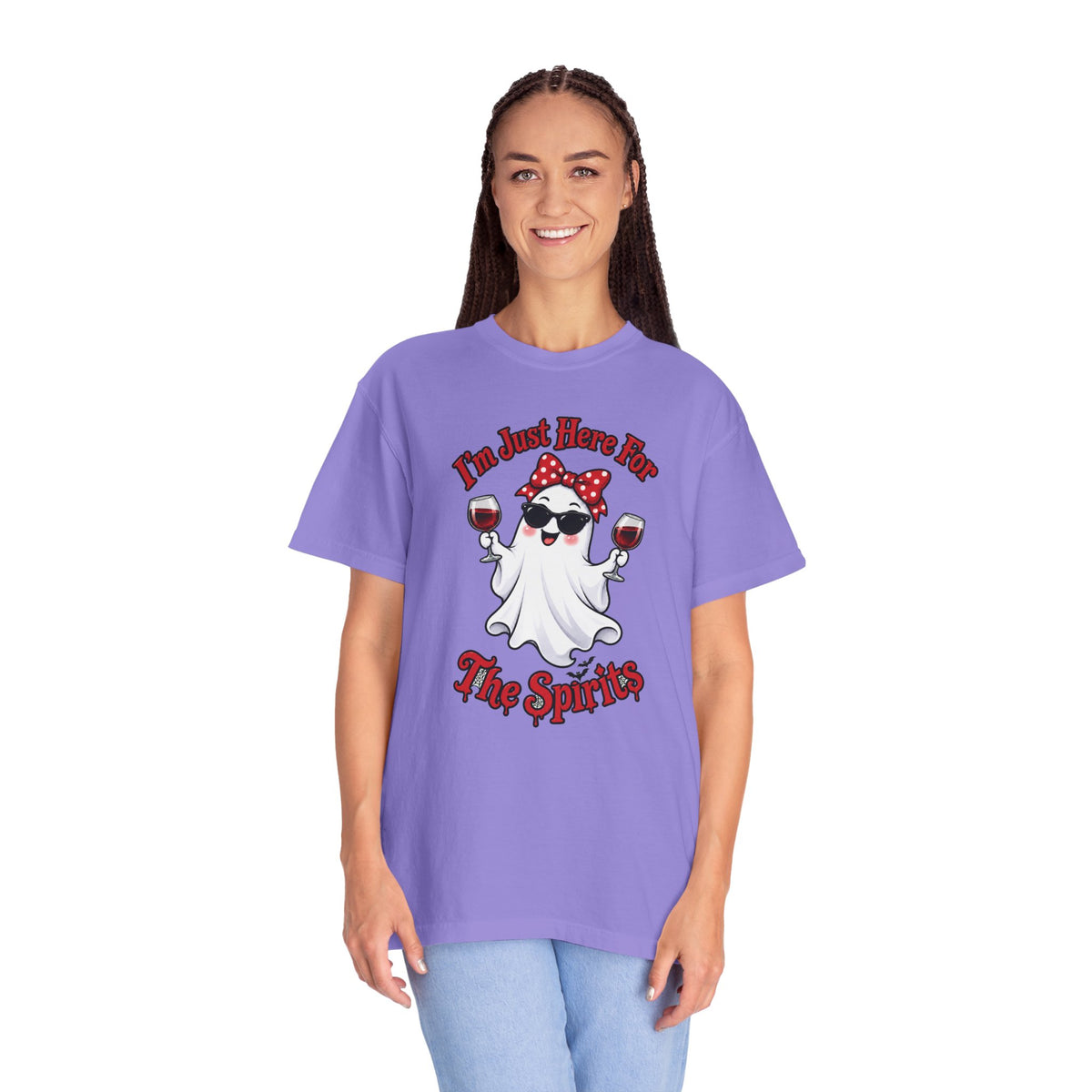 Wine Ghost T-Shirt — "I'm Just Here For The Spirits" Halloween Tee