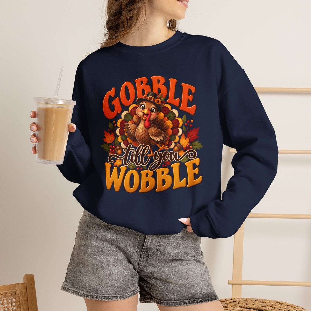 Thanksgiving Turkey 'Gobble Till You Wobble' Crewneck Sweatshirt