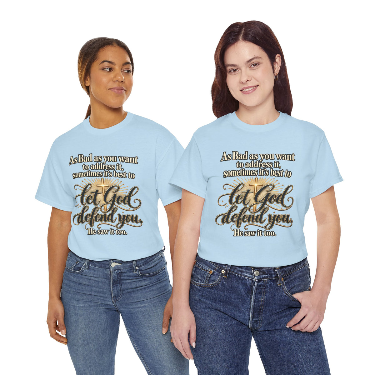 Let God Defend You Inspirational Christian T-Shirt