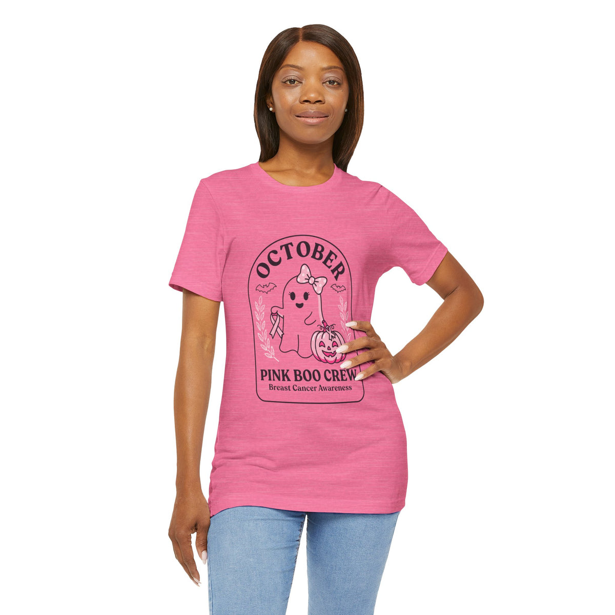 October Pink Boo Crew Tee — Breast Cancer Awareness Ghost T-Shirt