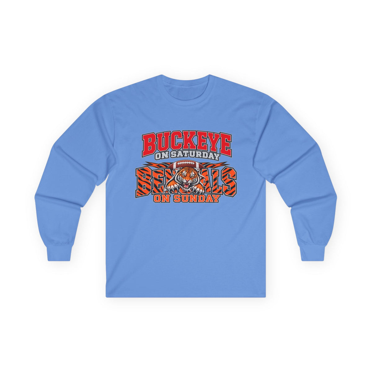 Buckeye Football Long Sleeve Tee – Saturday & Sunday Game Day Shirt