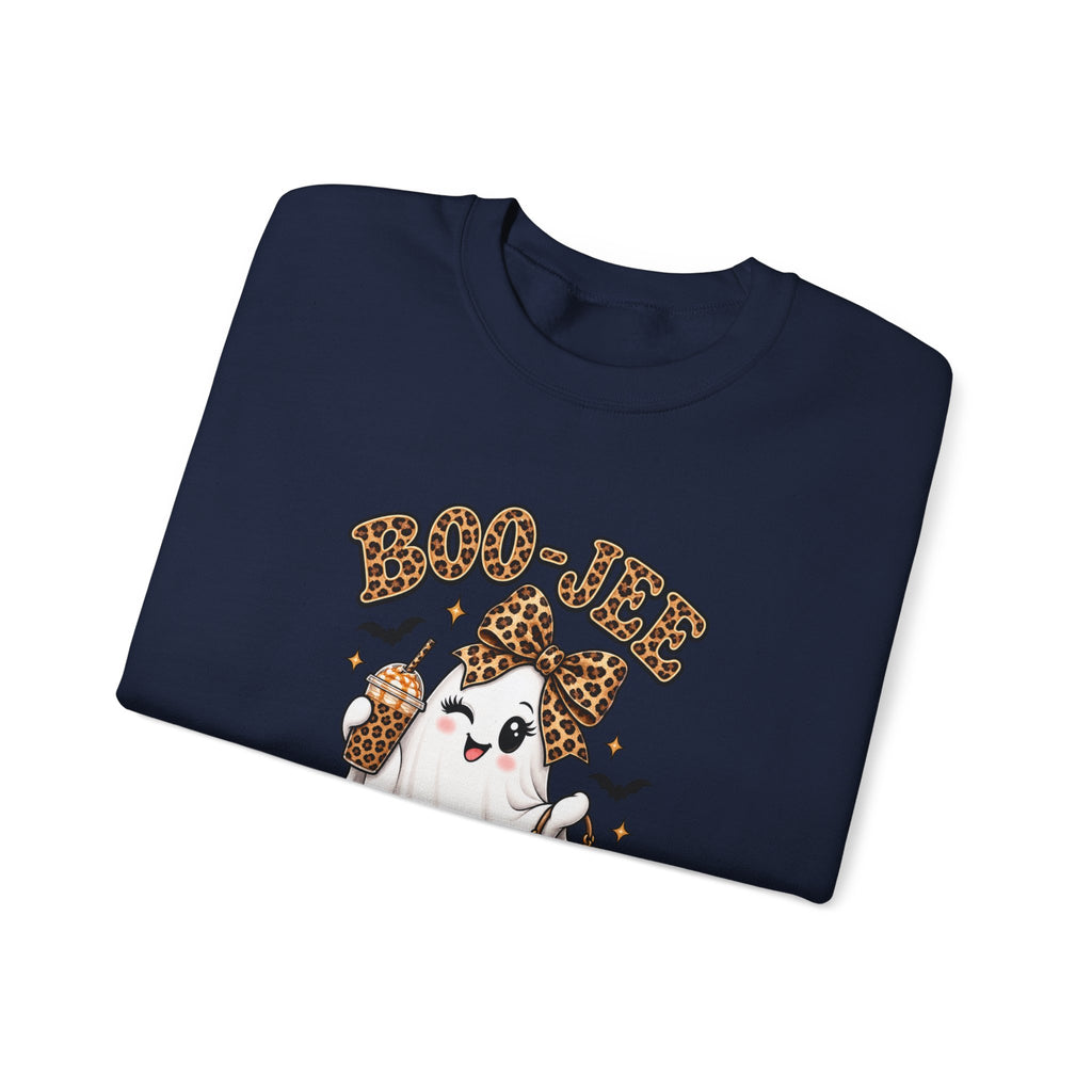 Boo-tiful Leopard Ghost Sweatshirt — Cute Halloween Graphic Crewneck