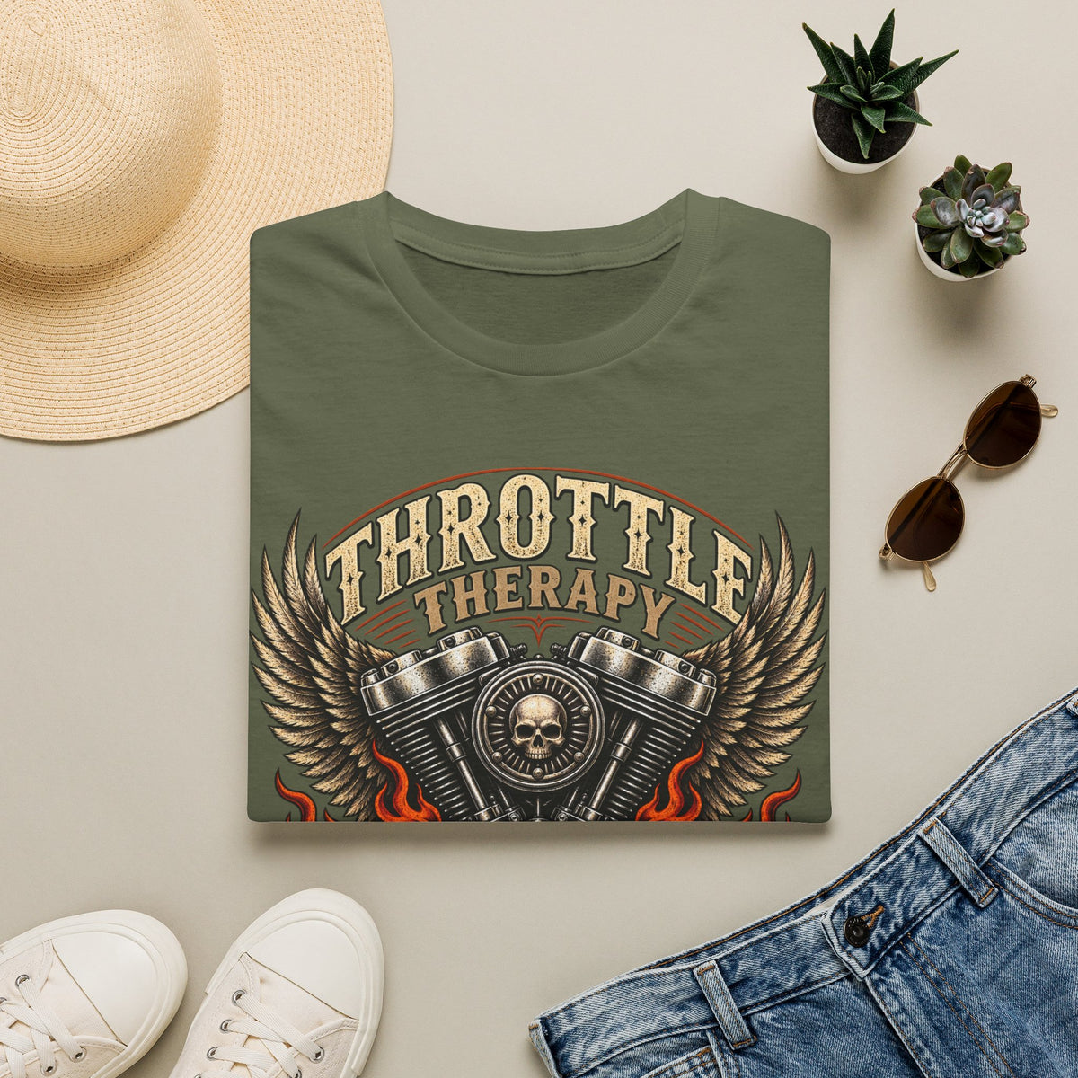 Throttle Therapy Motorcycle T‑Shirt — Fueled by Freedom Riding Tee