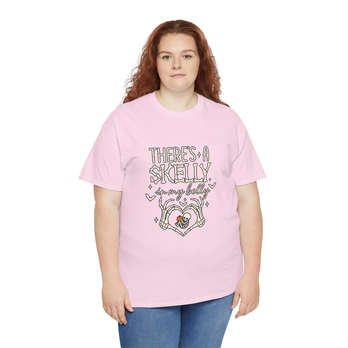 Skeleton Heart T‑Shirt — "There's a Skelly in My Belly" Cute Halloween Tee