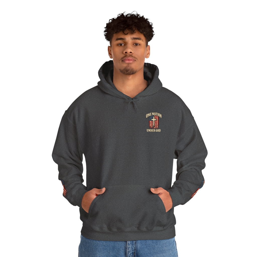 One Nation Under God Patriotic Cross Hoodie