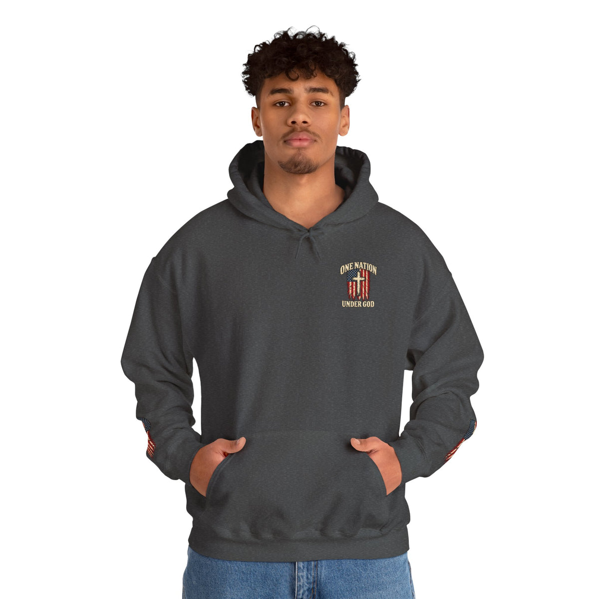 One Nation Under God Patriotic Cross Hoodie