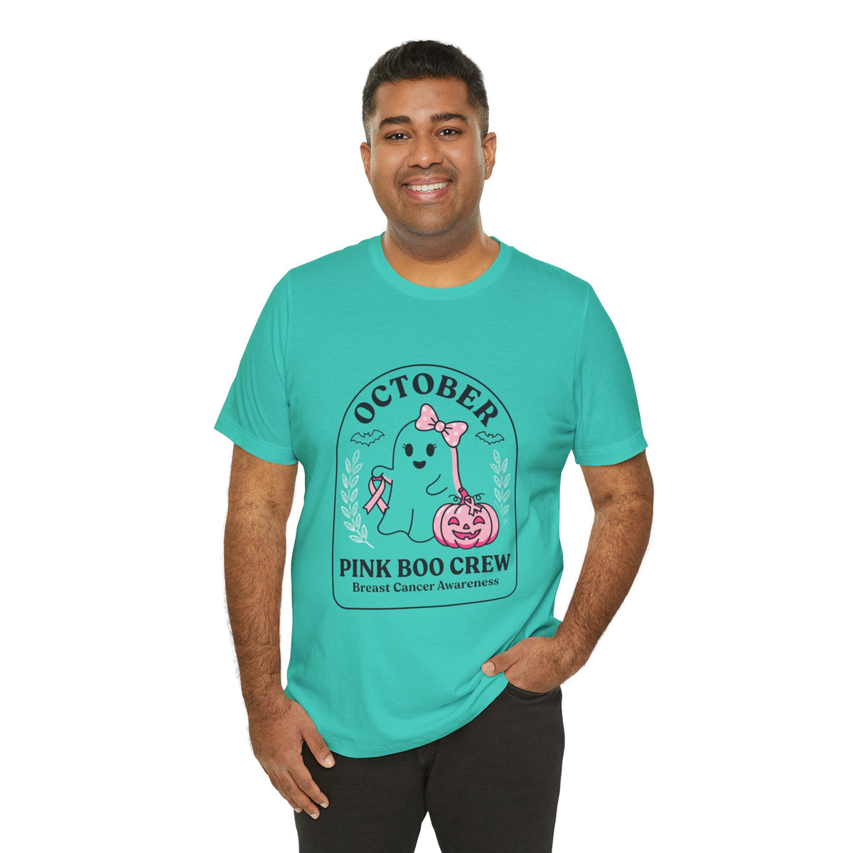 October Pink Boo Crew Tee — Breast Cancer Awareness Ghost T-Shirt