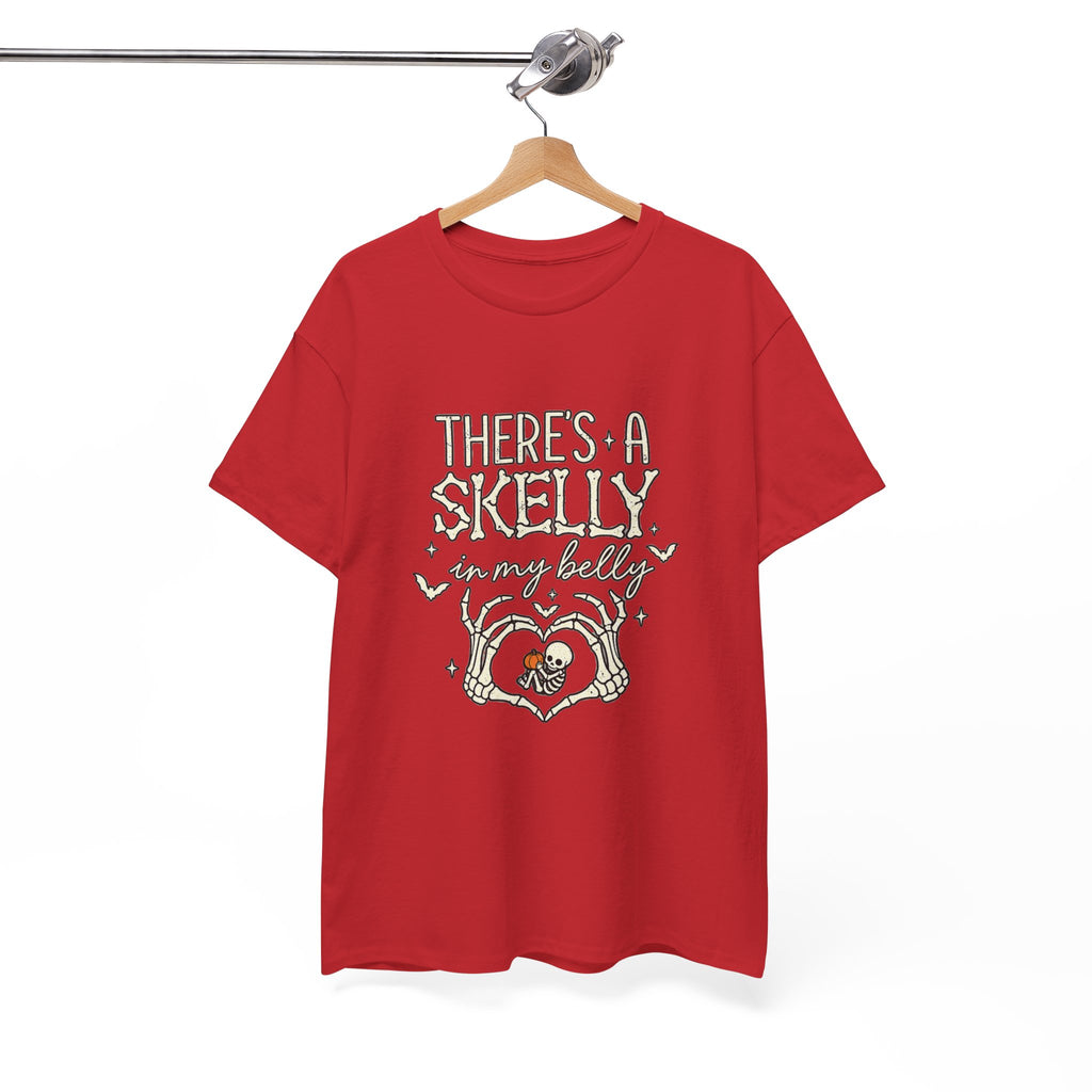 Skeleton Heart T‑Shirt — "There's a Skelly in My Belly" Cute Halloween Tee