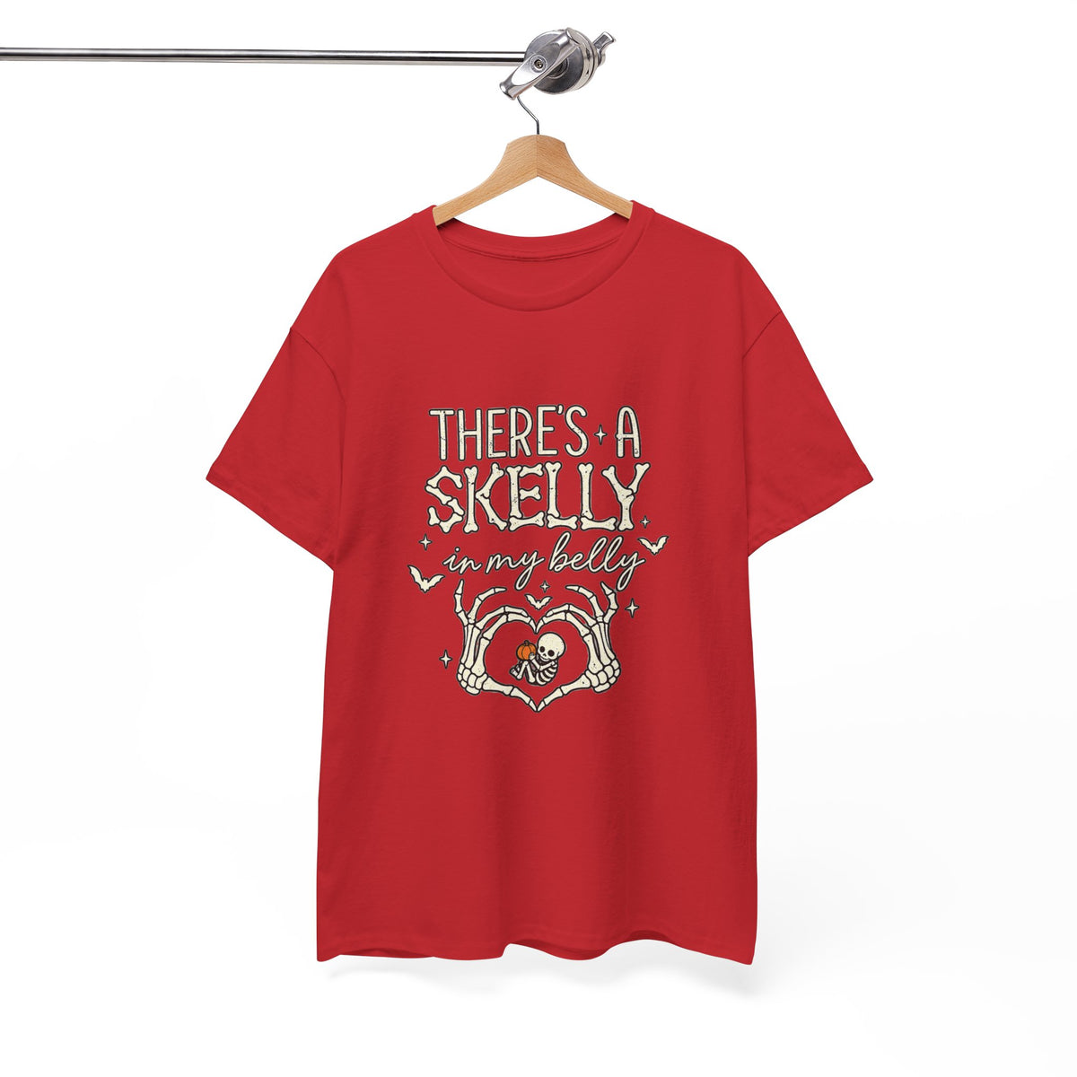 Skeleton Heart T‑Shirt — "There's a Skelly in My Belly" Cute Halloween Tee