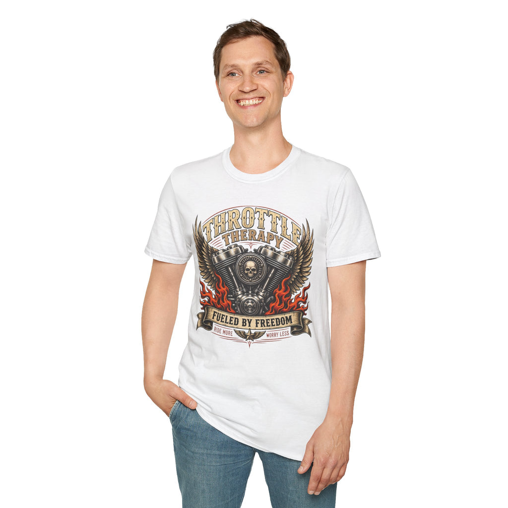 Throttle Therapy Motorcycle T‑Shirt — Fueled by Freedom Riding Tee