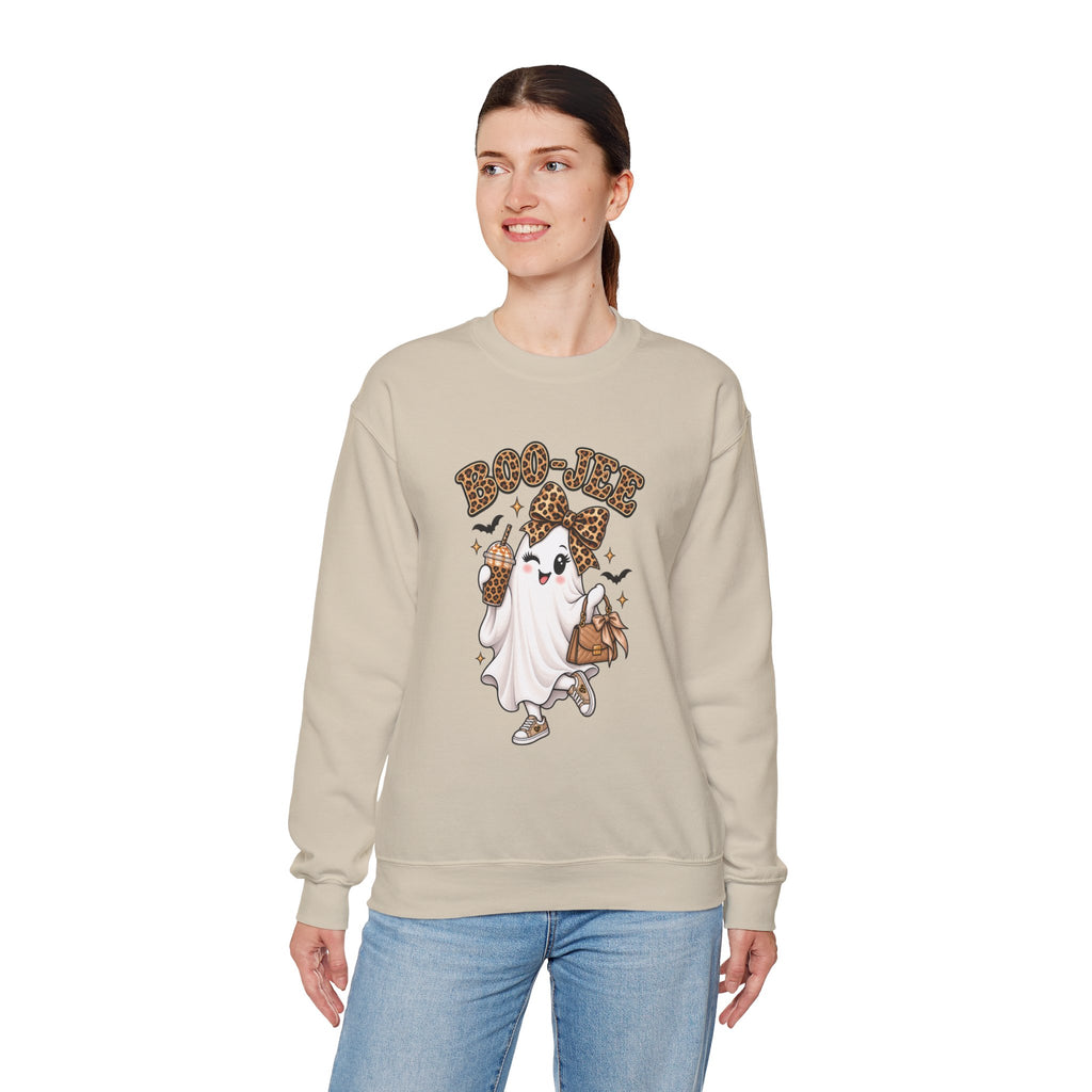 Ghost Trick Crewneck Sweatshirt — "Boo-tiful" Leopard Halloween Ghost Design