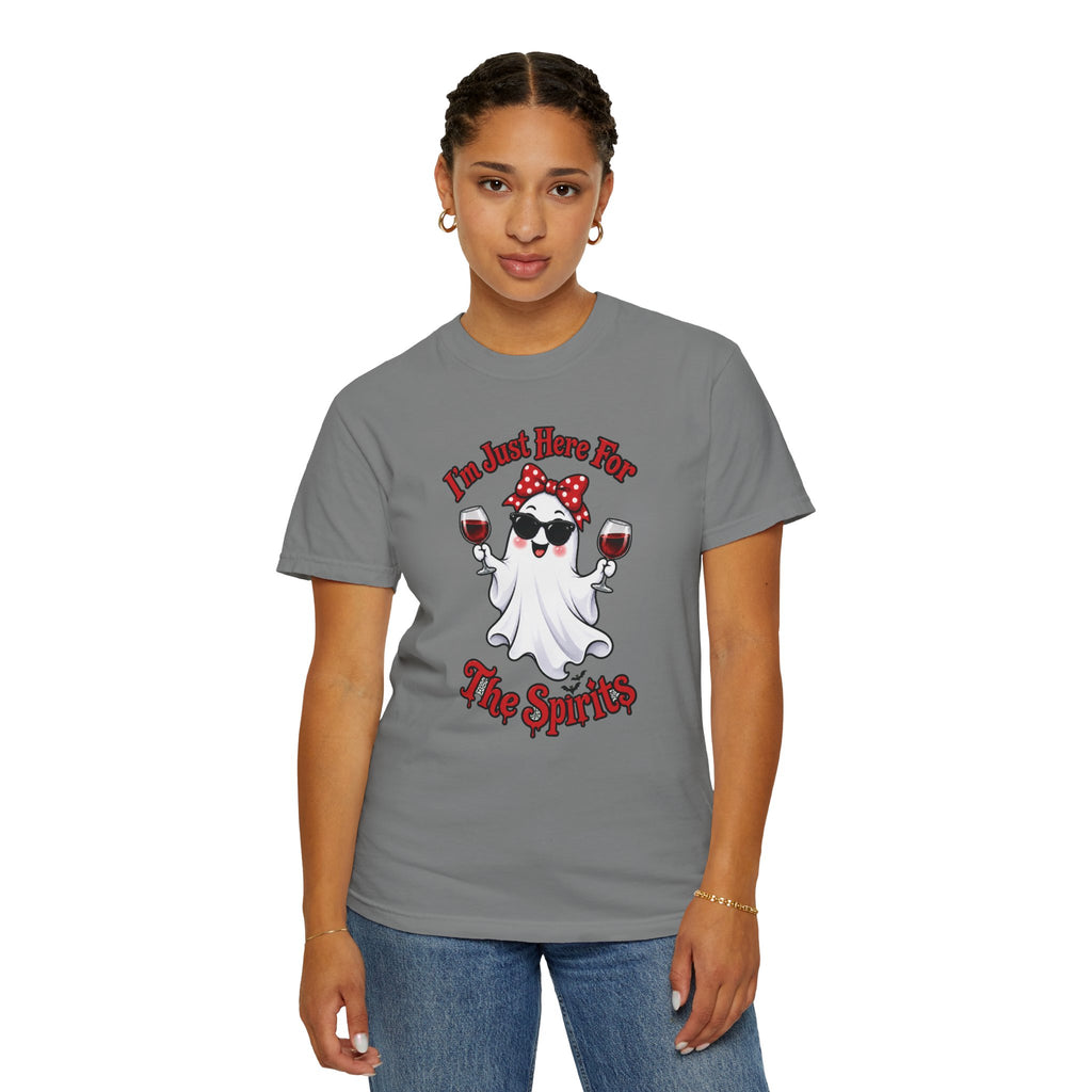 Wine Ghost T-Shirt — "I'm Just Here For The Spirits" Halloween Tee
