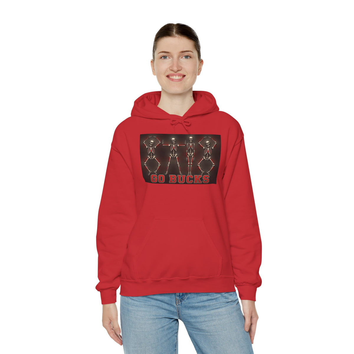 Go Bucks Hoodie — Vintage Red Deer Antlers Graphic Hooded Sweatshirt