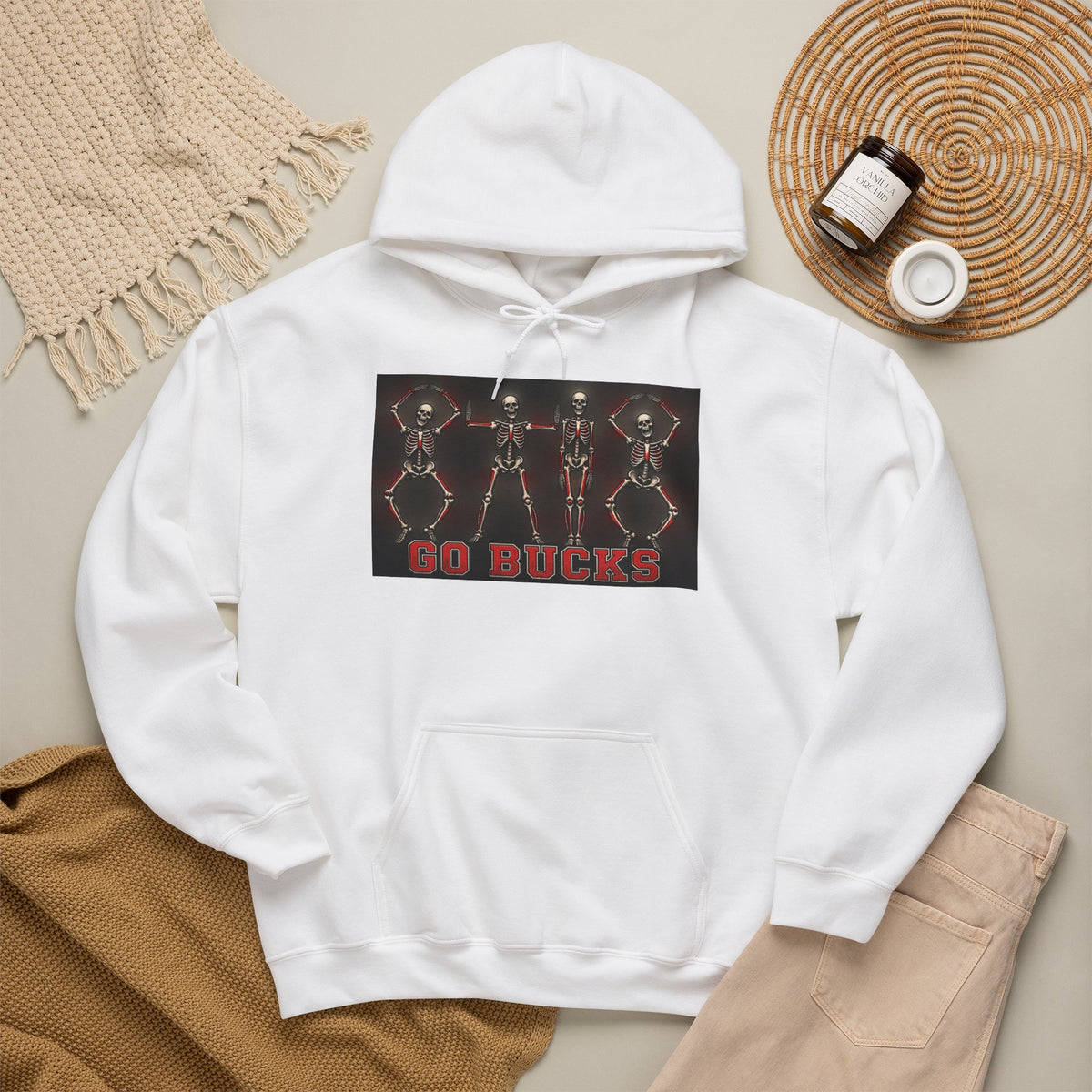 Go Bucks Hoodie — Vintage Red Deer Antlers Graphic Hooded Sweatshirt