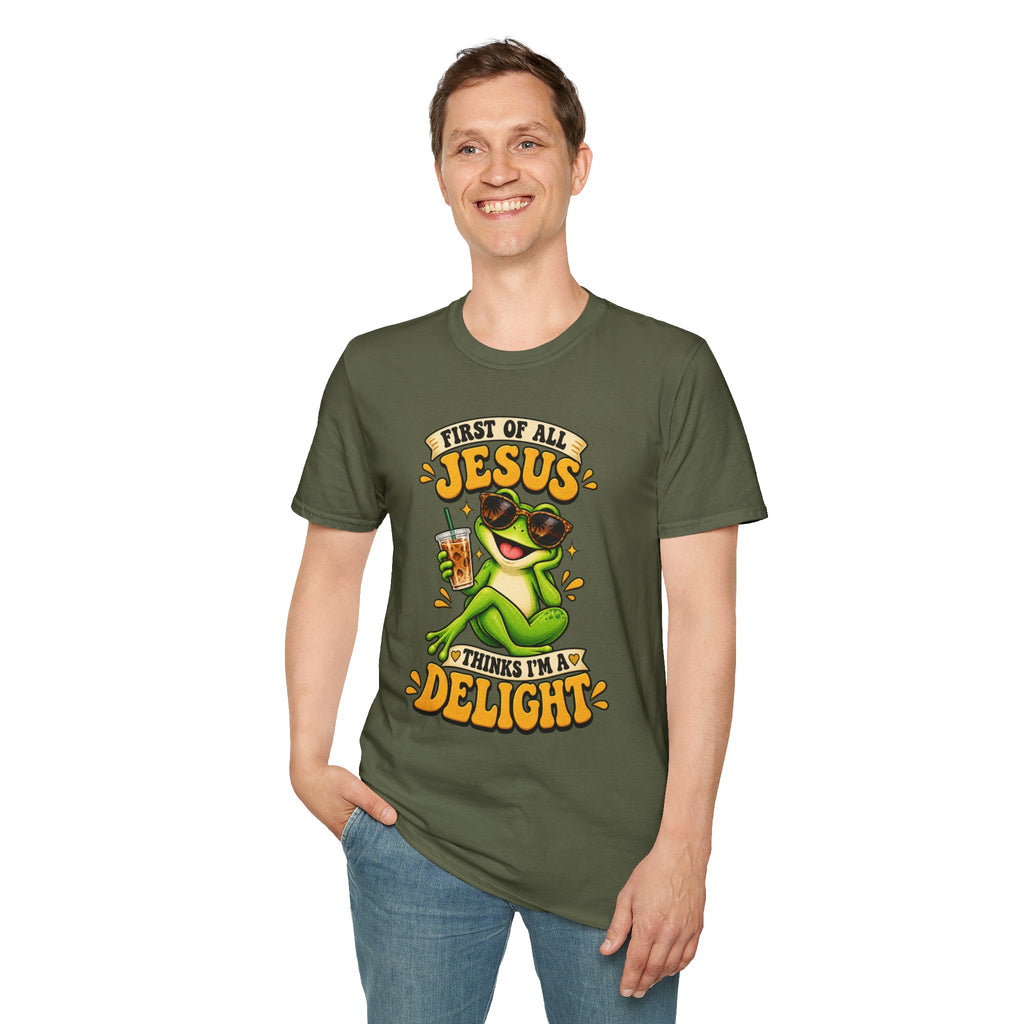 Jesus Frog T-Shirt — "First of All Jesus" Cute Frog Christian Tee