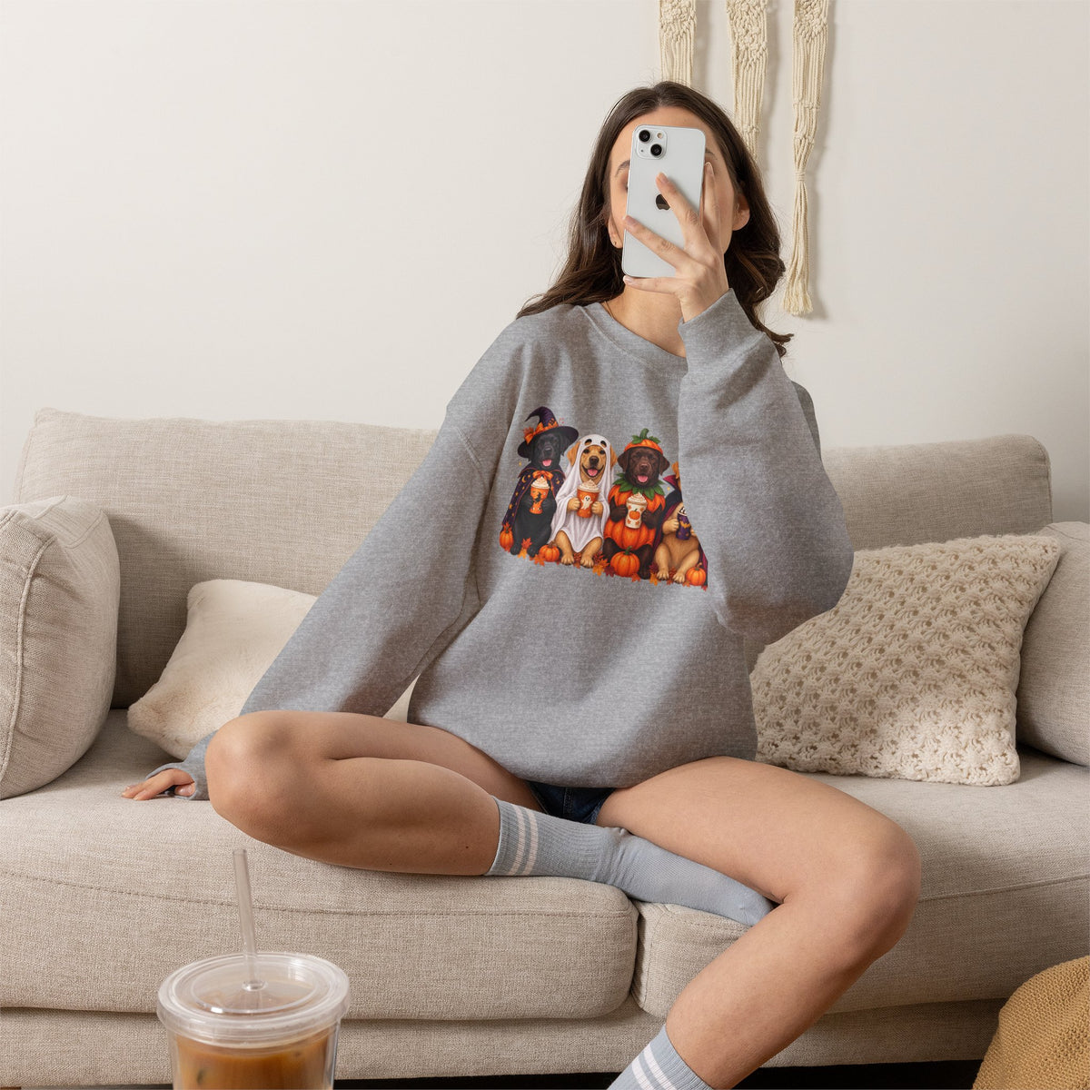 Halloween Dogs Crewneck Sweatshirt — Cute Puppies in Costumes Fall Pullover