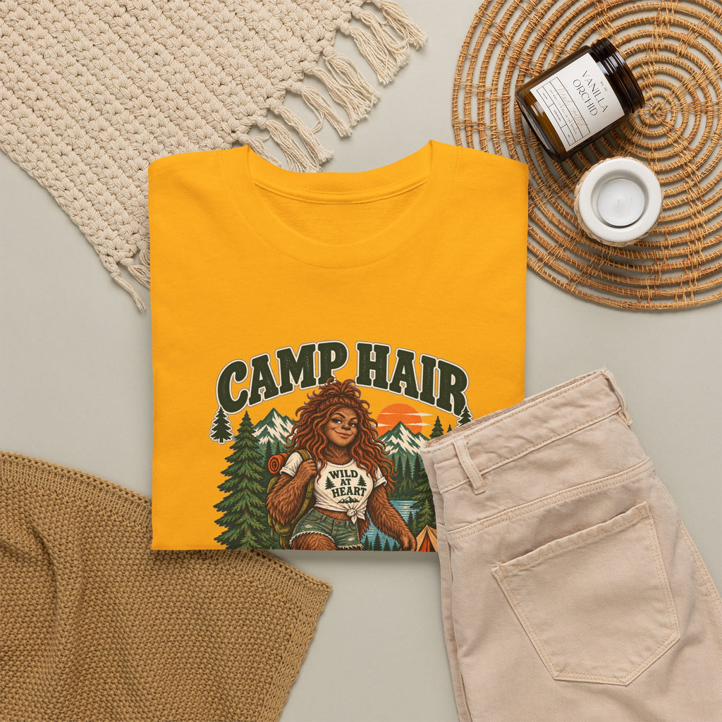 Camp Hair Don't Care T-Shirt — Retro Camping Graphic Tee