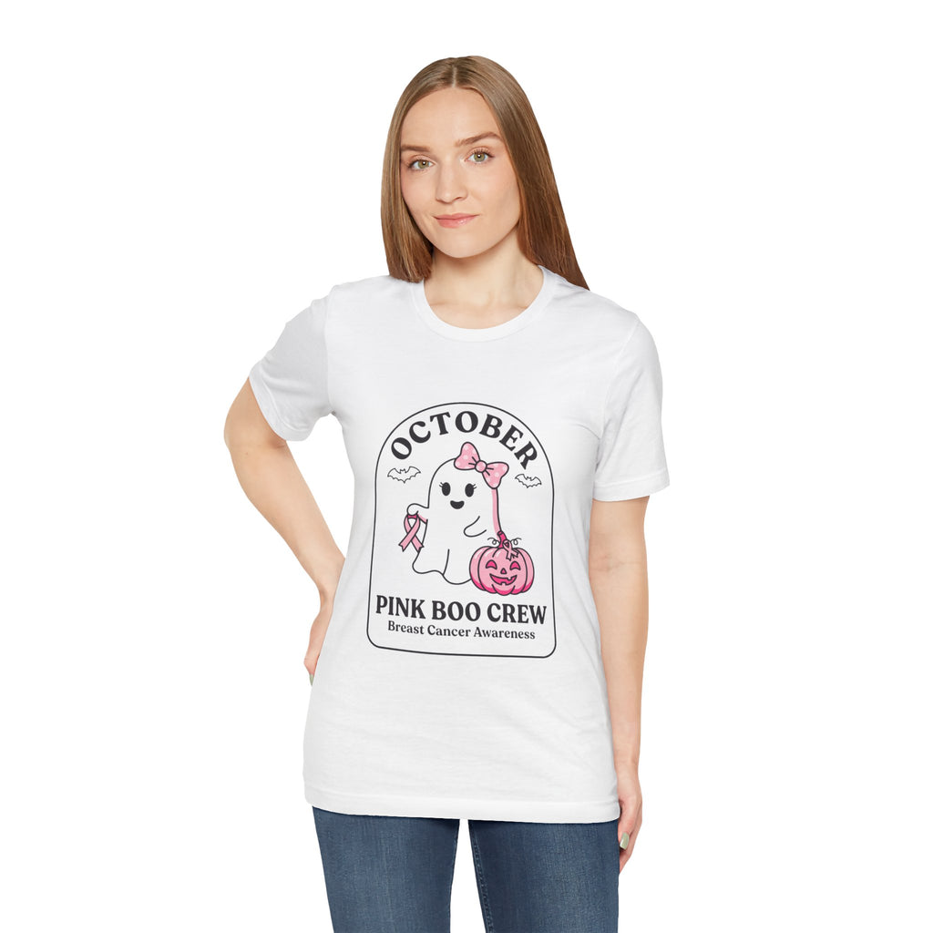 October Pink Boo Crew Tee — Breast Cancer Awareness Ghost T-Shirt