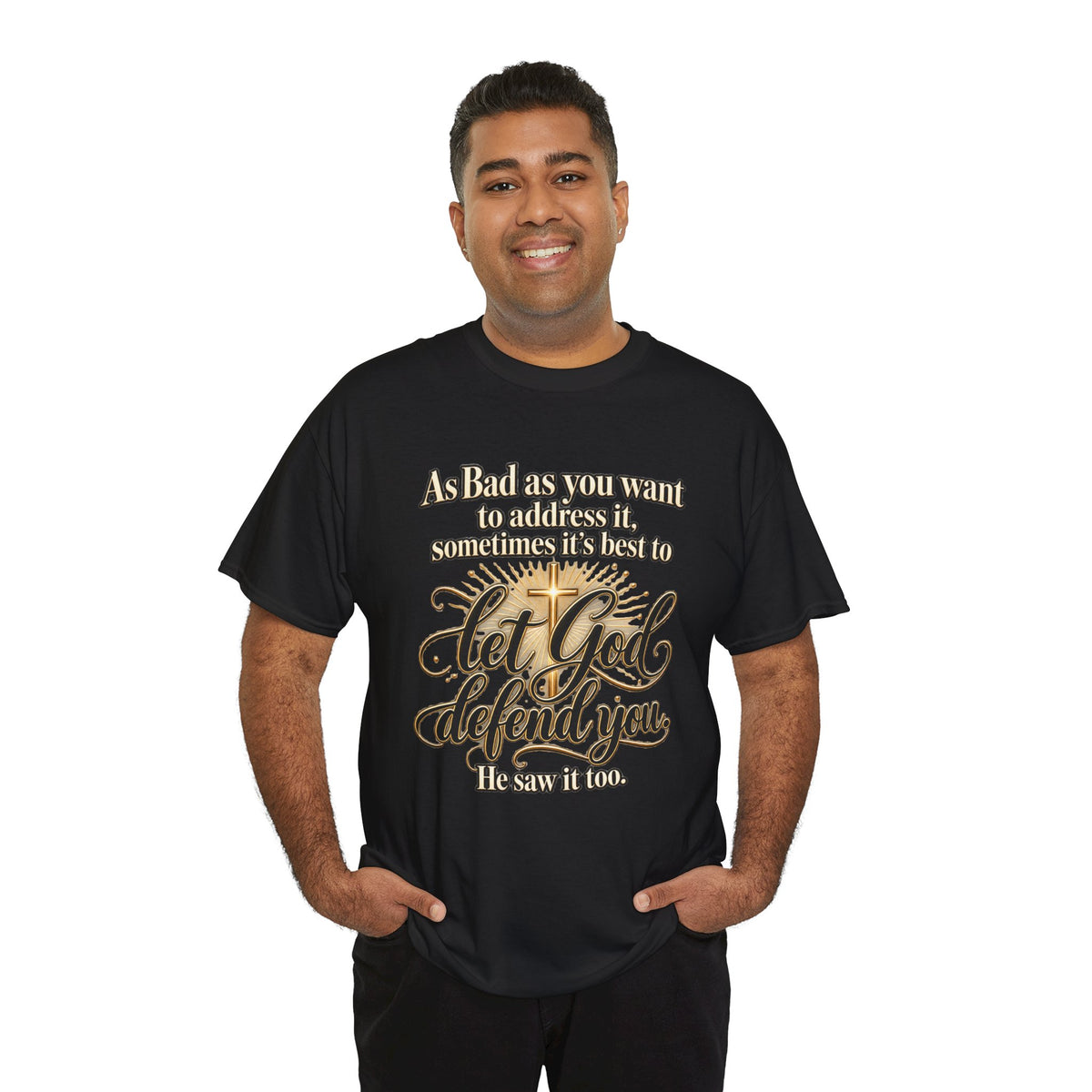 Let God Defend You Inspirational Christian T-Shirt
