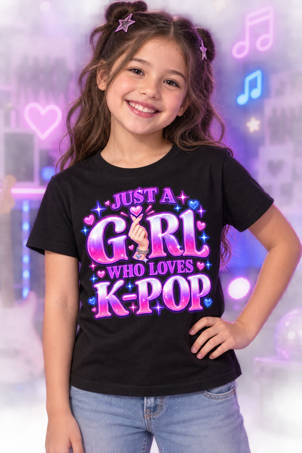 Kids T‑Shirt — "Just a Girl Who Loves K‑Pop" Cute K‑Pop Fan Tee