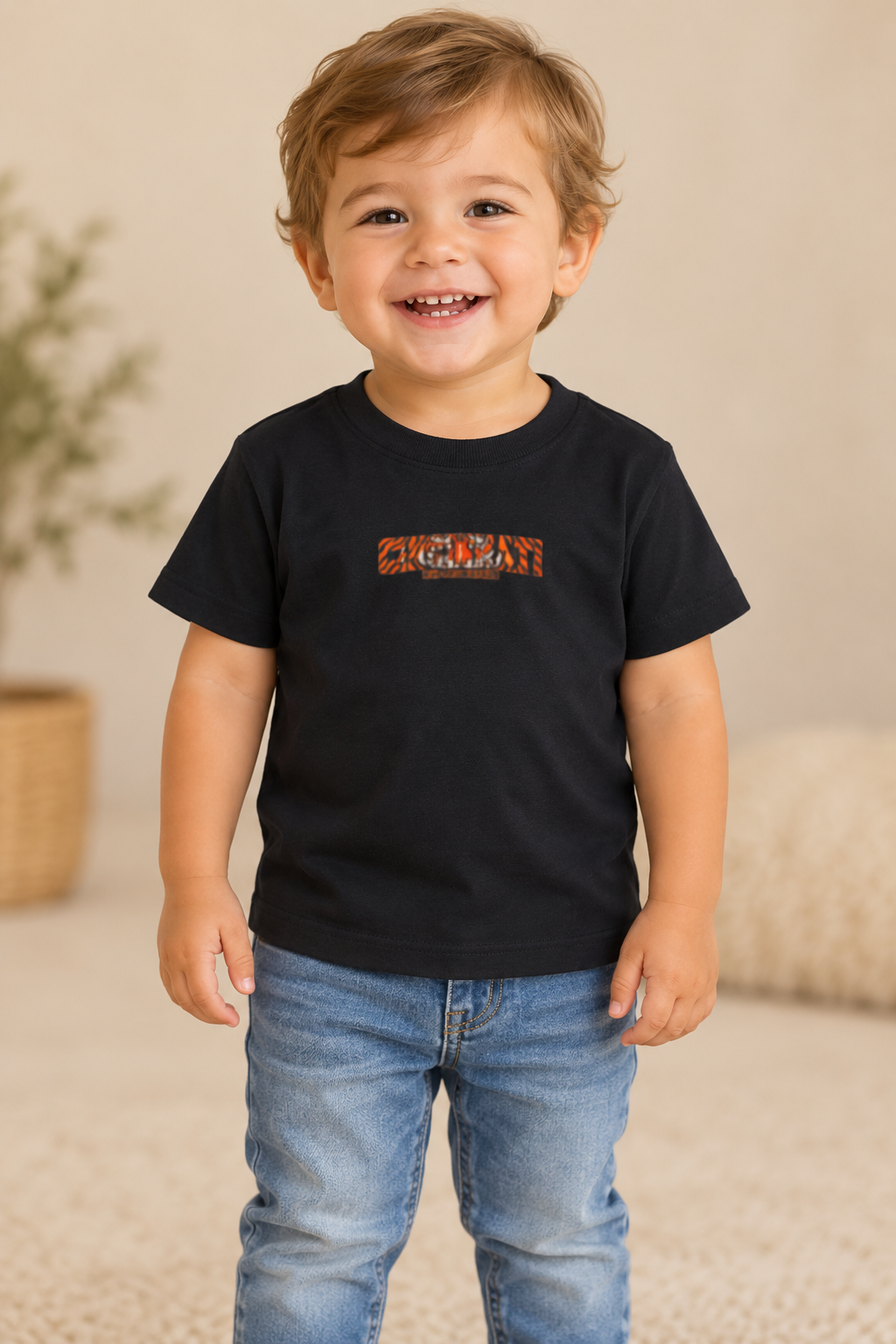 Infant Tee — "CINCINNATI" Tiger Print Baby Shirt