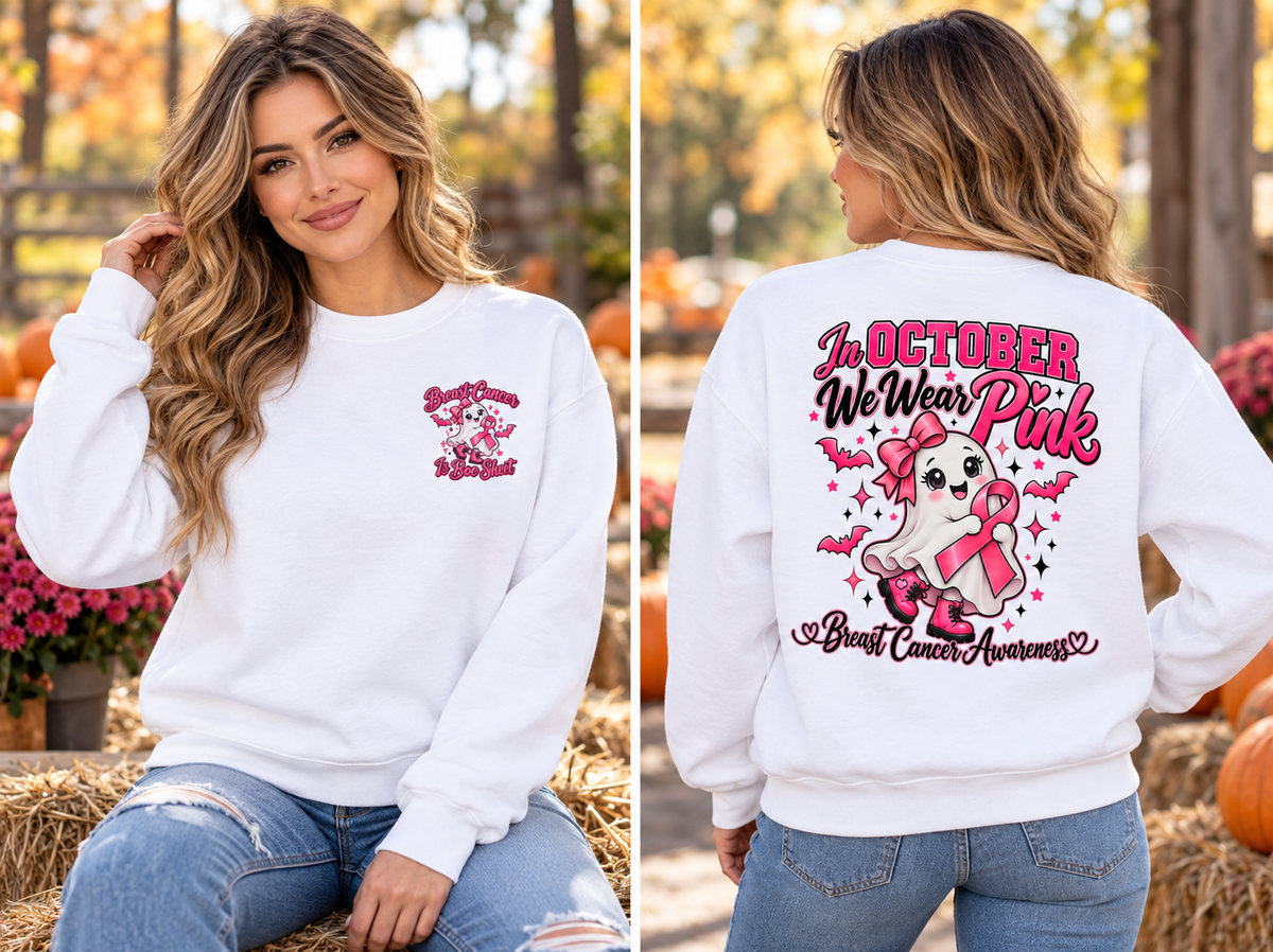 Breast Cancer Awareness Crewneck Sweatshirt – "In October We Wear Pink"