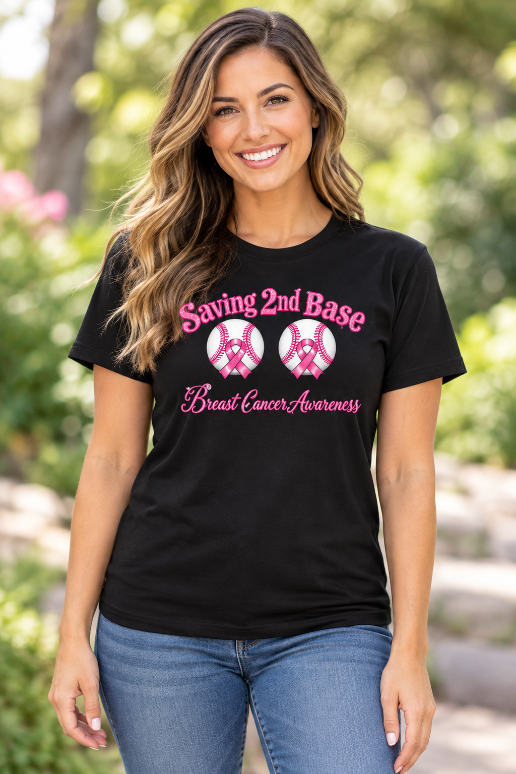 Saving 2nd Base Breast Cancer Awareness T-Shirt