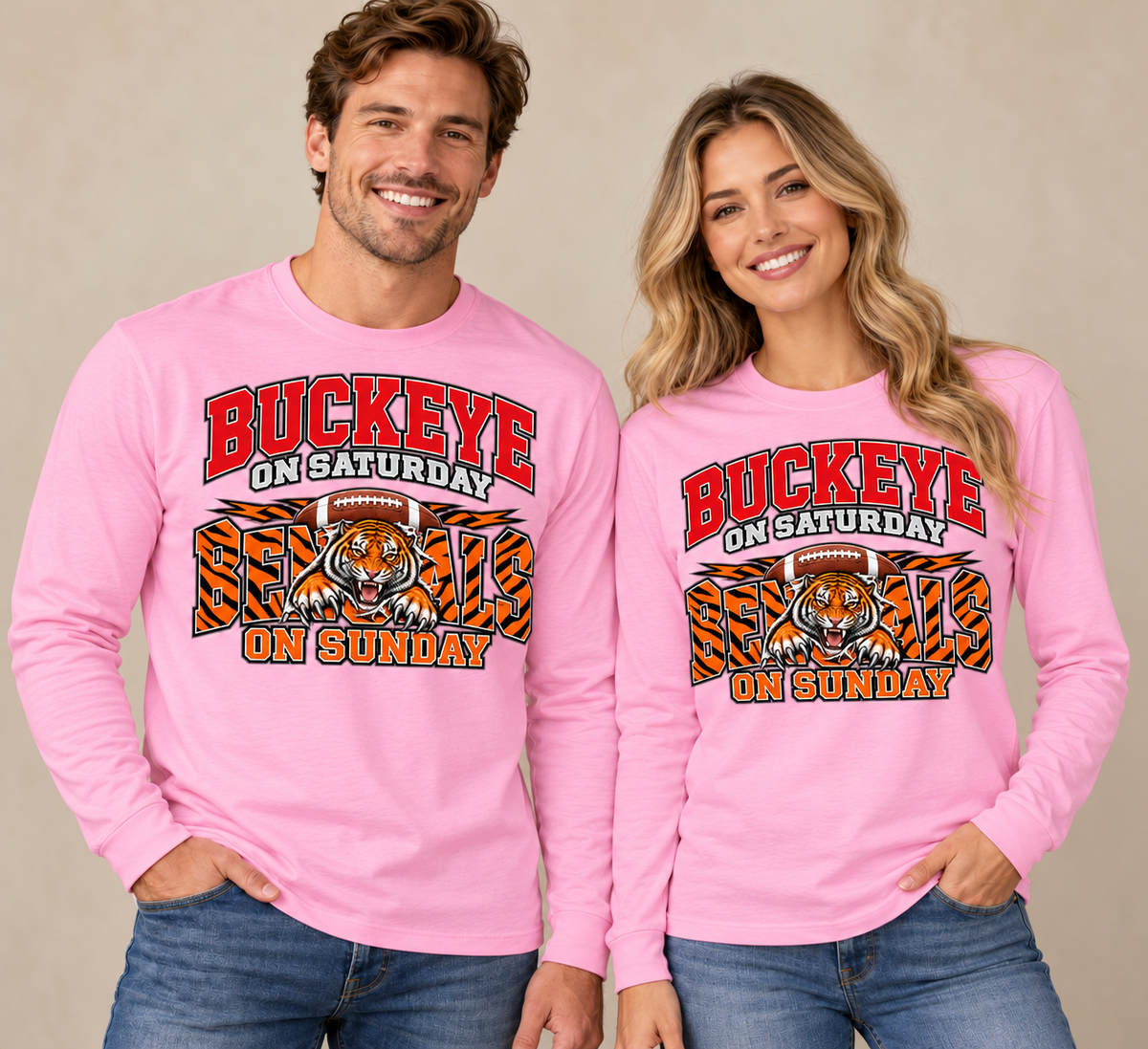 Buckeye Football Long Sleeve Tee – Saturday & Sunday Game Day Shirt