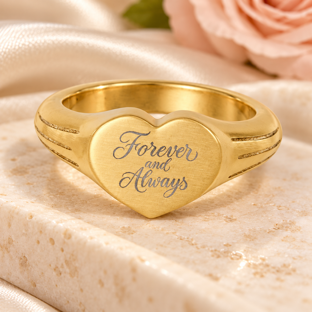 Forever and Always Heart Signet Ring