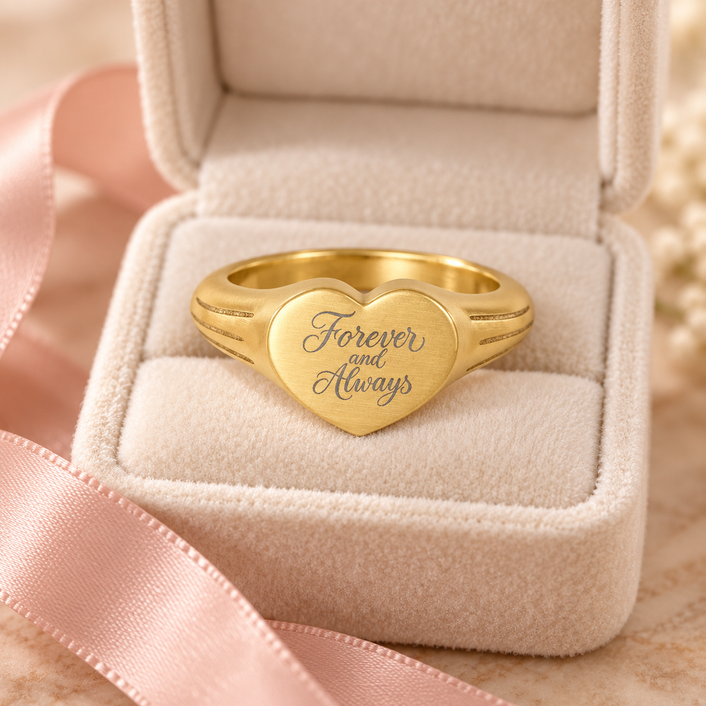 Forever and Always Heart Signet Ring