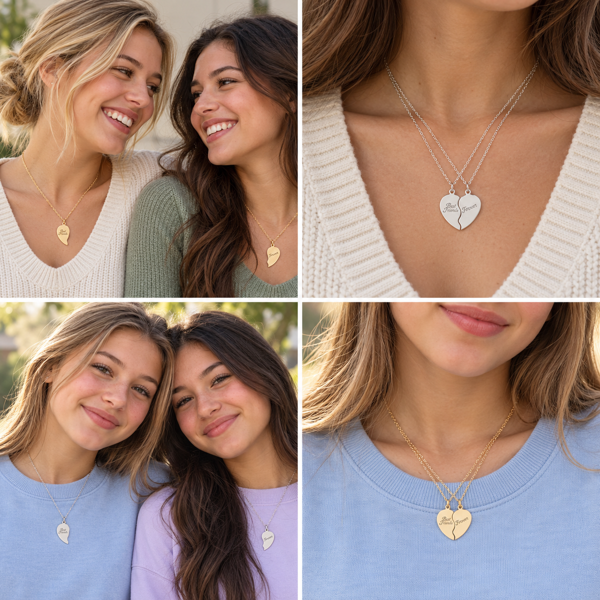 Best Friends Broken Heart Necklace Set