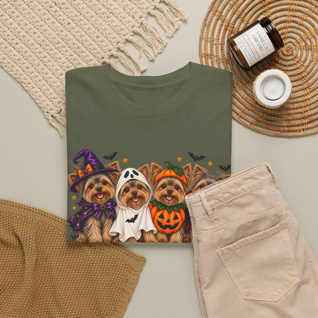 Halloween Yorkie T-Shirt — Cute Yorkies in Costumes (Pumpkin, Ghost, Witch, Vampire)