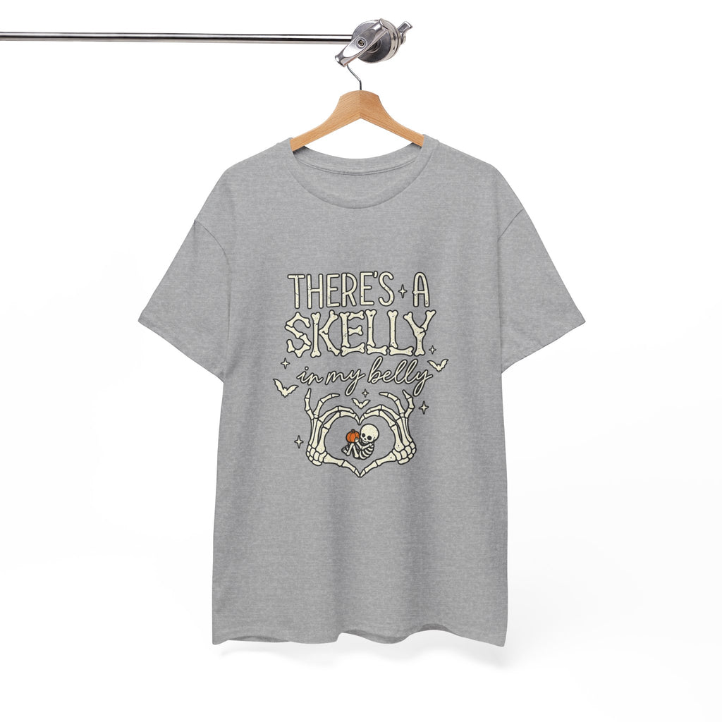 Skeleton Heart T‑Shirt — "There's a Skelly in My Belly" Cute Halloween Tee